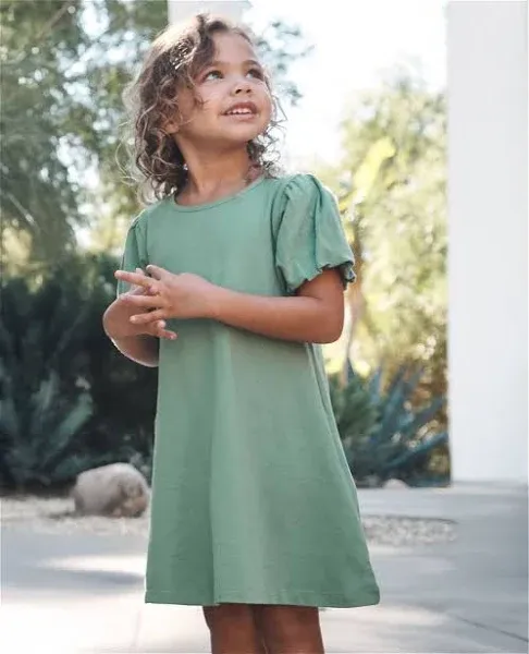 Girls' Hanna Andersson Bubble Sleeve Swing Dress with Pockets