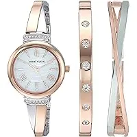 Anne Klein Women's Premium Crystal Accented Bangle Watch Set