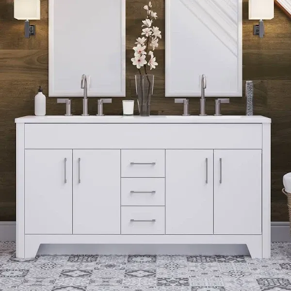 Diamond Now Shelby 60-in White Bathroom Vanity