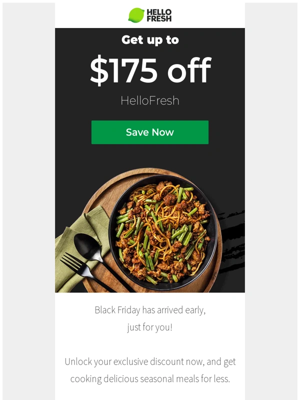 HelloFresh - Up to $175 off for Black Friday ?