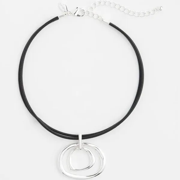Chico's Women's Two Tone Silver Circle Pendant Necklace