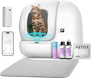 Petkit New Update PuraMax 2 Self Cleaning Cat Litter Box, Automatic Cat Litter Box for Multiple Cats Includes K3 Smart Air Purifier Spray and N50 2.0 Odor Eliminator, App Control/xSecure