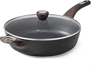 SENSARTE Nonstick Frying Pan Skillet with Lid, 12 Inch Large Deep Frying Pan, 5 Qt Non Stick Saute Pan with Cover, Induction Pan, Healthy Non Toxic Cooking Pan with Helper Handle, PFOA PFOS Free
