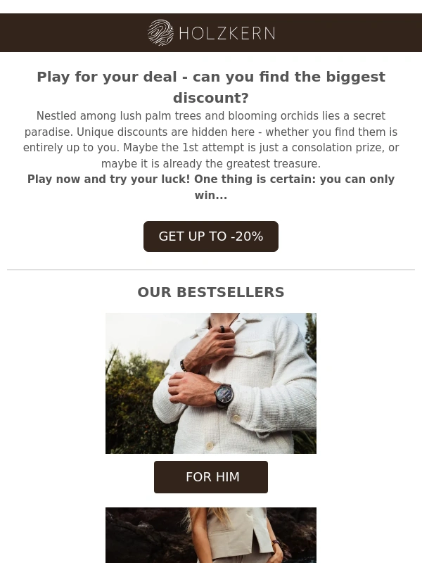 Holzkern - Your personal summer deal: Win up to -20%!