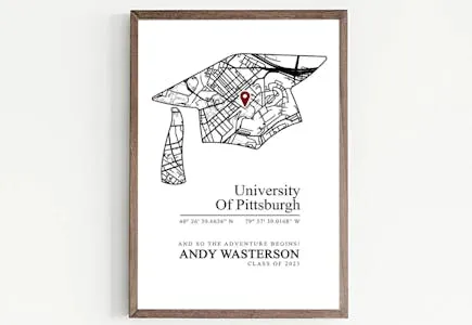 Custom College University Campus Map Print
