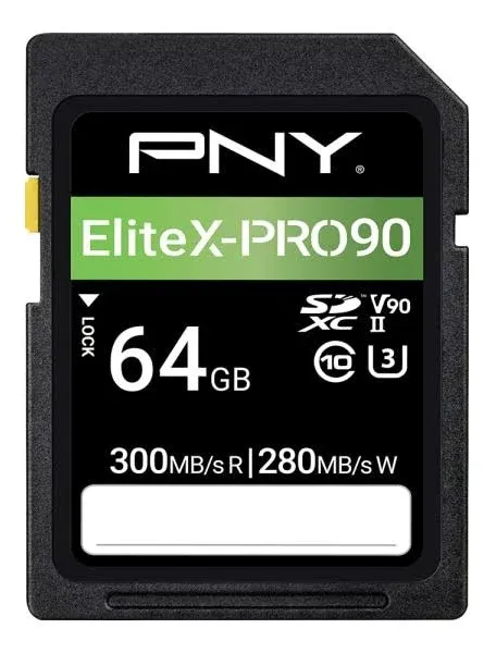 PNY EliteX-PRO90 Class 10 U3 V90 UHS-II SDXC Flash Memory Card