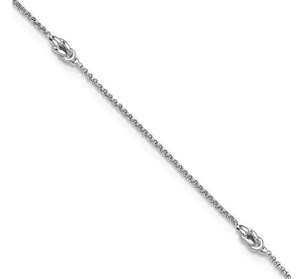 JTV Sterling Silver Knots Station Anklet
