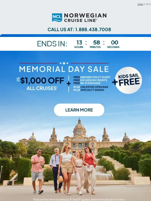Norwegian Cruise Line - Hurry! Memorial Day Sale ends tonight!