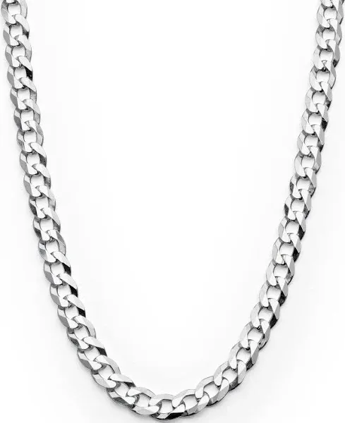 Sterling Silver Italian Curb Chain Necklace for Men