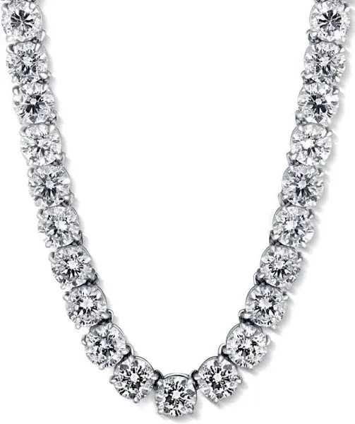 Bliss Diamond 14K White Gold Huge 69 Ct Lab Grown Diamond Tennis Necklace