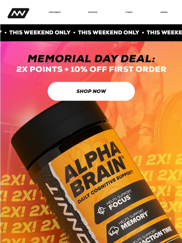 Onnit - Memorial weekend only! 10% off + double points