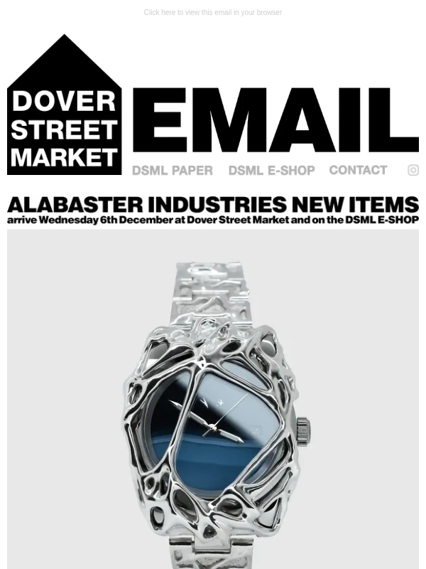 Dover Street Market - Alabaster Industries new items arrive Wednesday 6th December at Dover Street Market and on the DSML E-SHOP