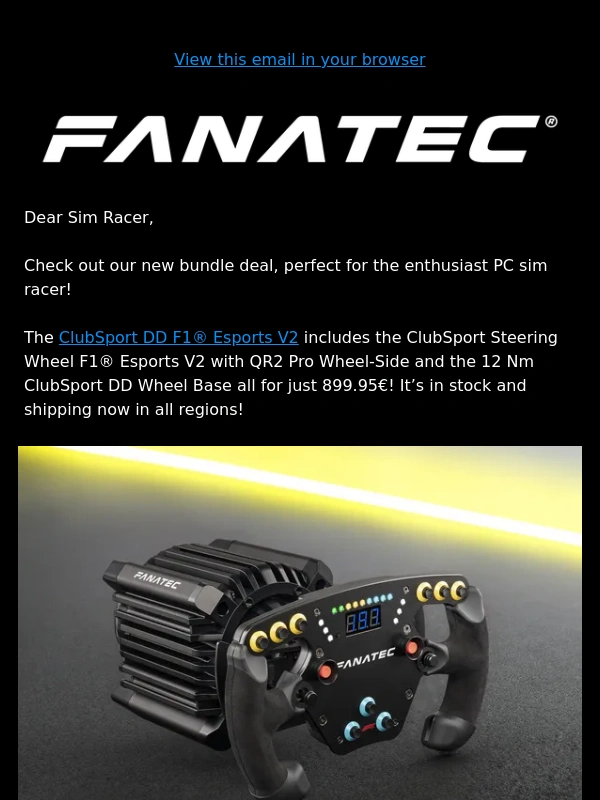 Fanatec - New bundle deal for PC! 12Nm ClubSport DD and F1® Esports wheel for an amazing price!