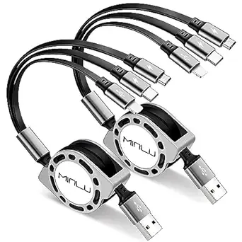 Multi Charging Cable - 3 in 1 Fast Charger Cord, [2Pack 4ft], compatible with iPhone/Samsung/PS/Tablets