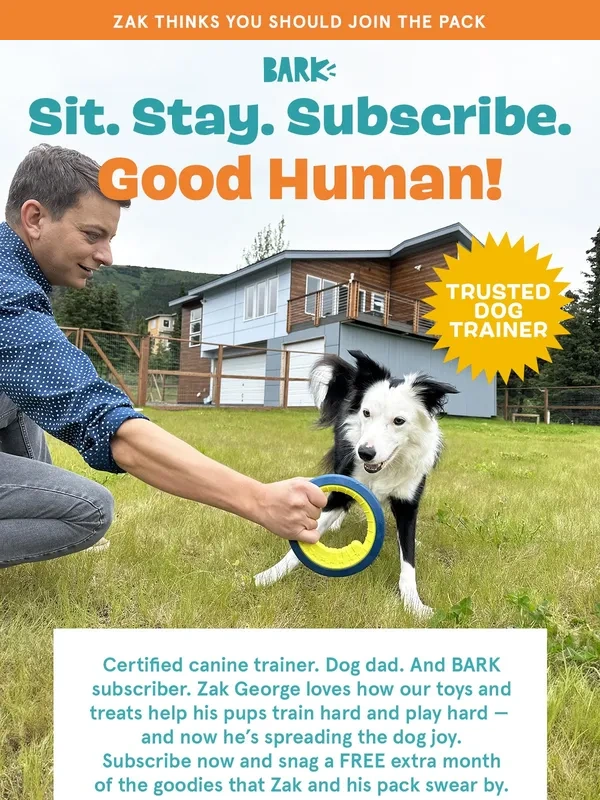 BarkBox - Inside: a free month from us & Zak George ?