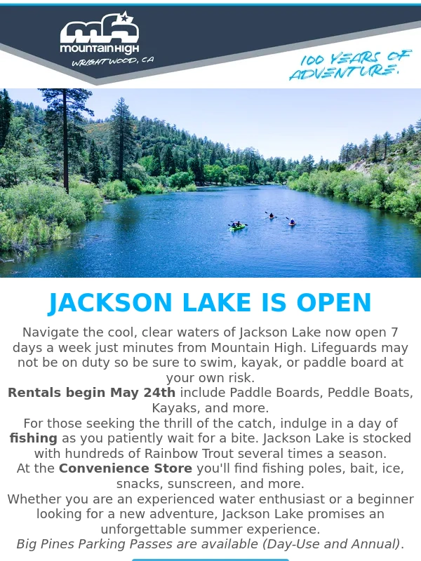 Mountain High - Jackson Lake Is Open. Book Your Campsite Today