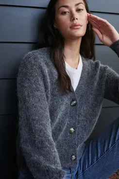 Quince Baby Alpaca-Wool Cropped Cardigan