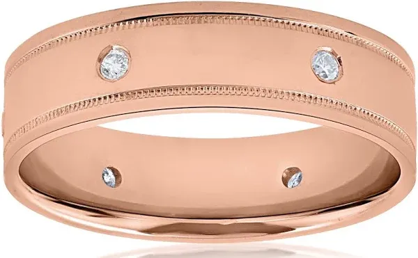 Pompeii3 Men's 14K Rose Gold Diamond High Polished Wedding Ring