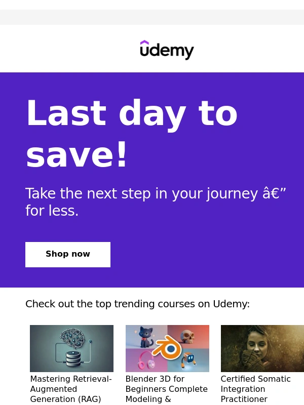 Udemy - Last day to save on the next part of your learning journey