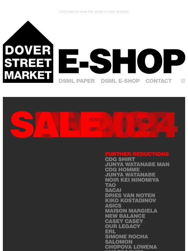 Dover Street Market - SS24 Sale further reductions of up to 60% off