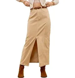 Paneled Denim Midi Skirt