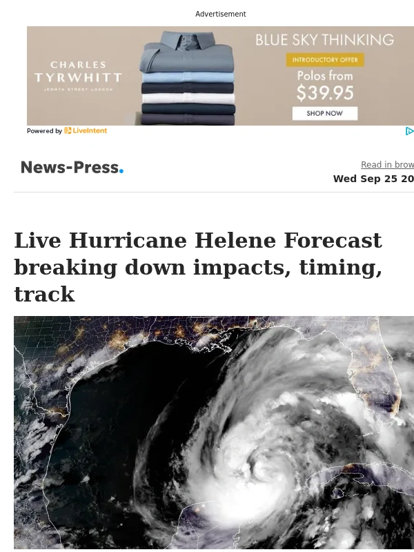 Charles Tyrwhitt - Breaking: Live Hurricane Helene forecast: Where to expect life-threatening wind,surge and rain
