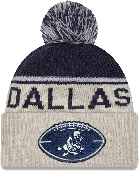 New Era Men's Dallas Cowboys 2024 Sideline Historic Pom Knit Hat