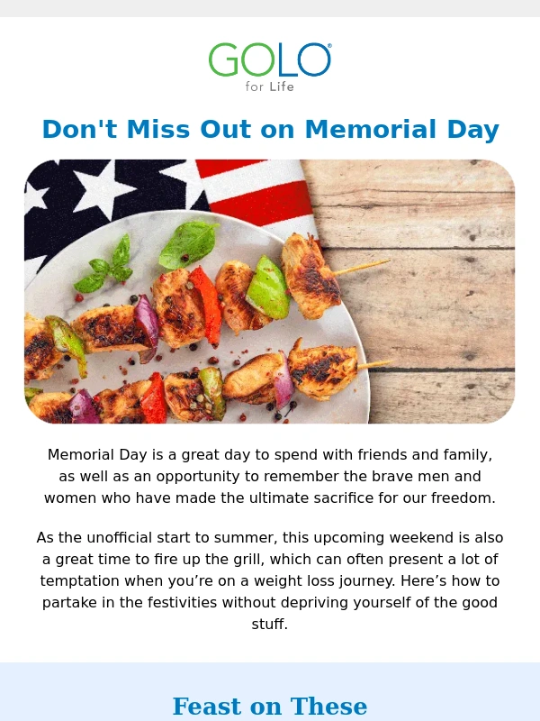 Golo - Usher in summer with a Memorial Day BBQ ?