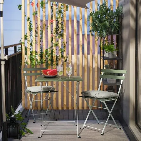 Ikea TARNO Table+2 chairs, outdoor, white/green