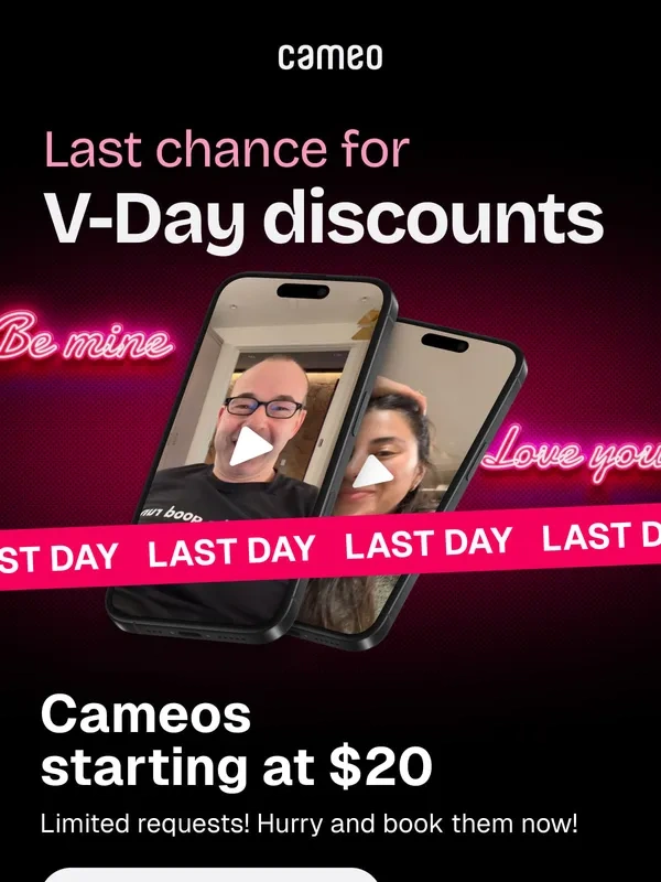 Cameo - Last Chance for Valentine’s Day Sale: Deals End Today!