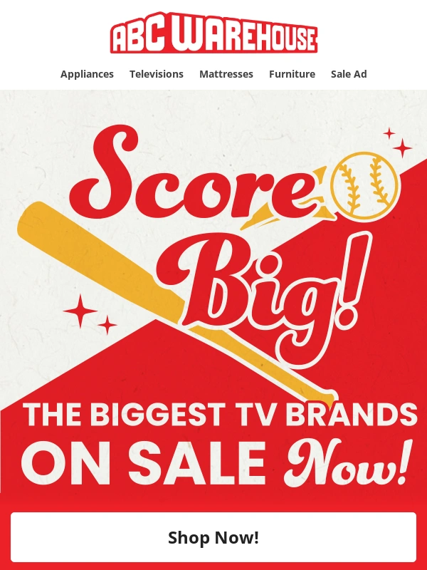 ABC Warehouse - ?? Your whole home store all on sale! + the biggest TV brands on sale now ?️