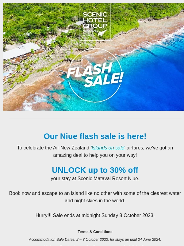 Air NZ - Niue Flash Sale