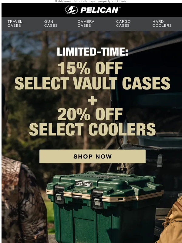 Pelican - Don’t Miss 15% Off Vault cases + 20% Off Coolers