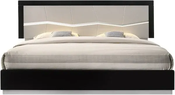 JNM Turin Light Grey and Black Lacquer Platform Bedroom Set 17854-SET