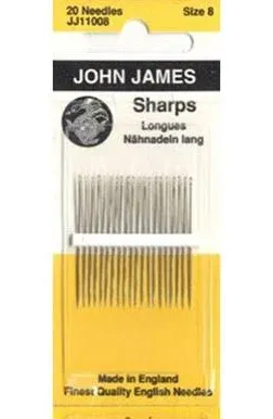 Colonial Needle Sharps Hand Needles Size 8 20/Pkg