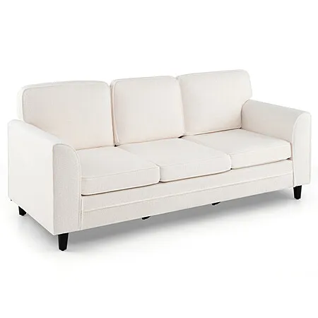 Costway 3-Seat 79" Upholstered Teddy Velvet Sofa (Gray or White) $270 + Free Shipping