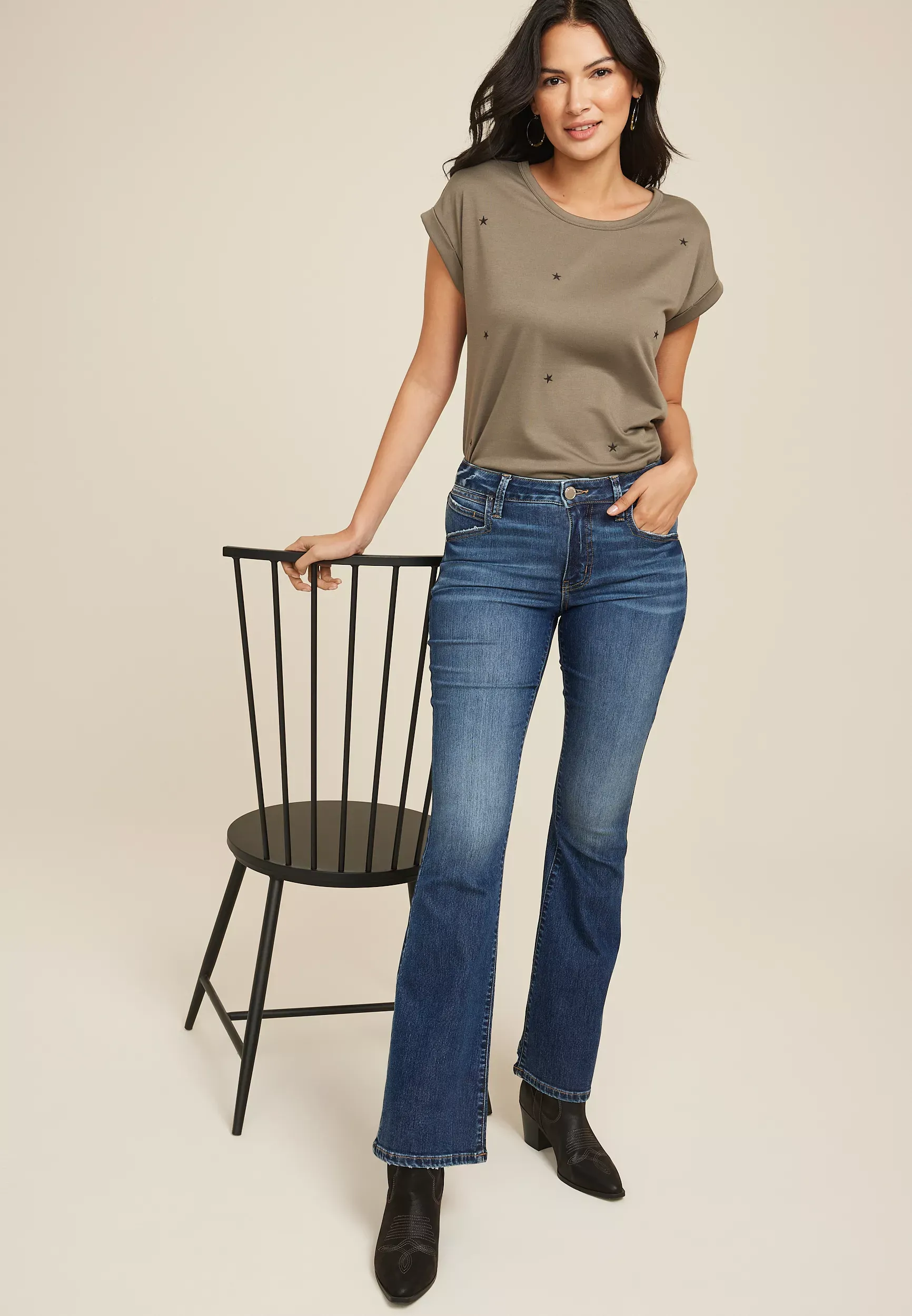 Maurices Women's Everflex™ Dark Mid Rise Flare Jeans Blue  - 16