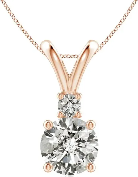 Round Solitaire V-Bale Pendant with Diamond