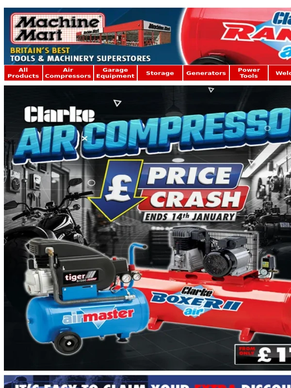 Machine Mart - Air Compressors Price Crash Starts Now - Save £££s