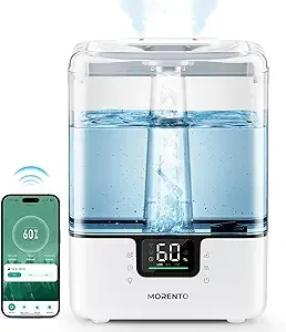 Smart Humidifier for Bedroom Large Room Home, 6L Cool Mist Top Fill Humidifiers with Essential Oil Diffuser, 7 Color NightLight, Smart App & Voice Control, for Nursery and Plants, White