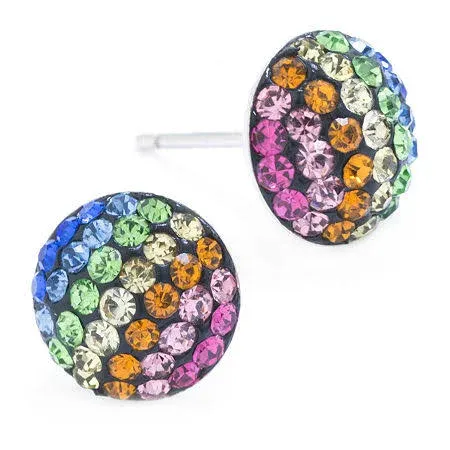 Sterling Silver Multi Color Crystal Stud Earrings