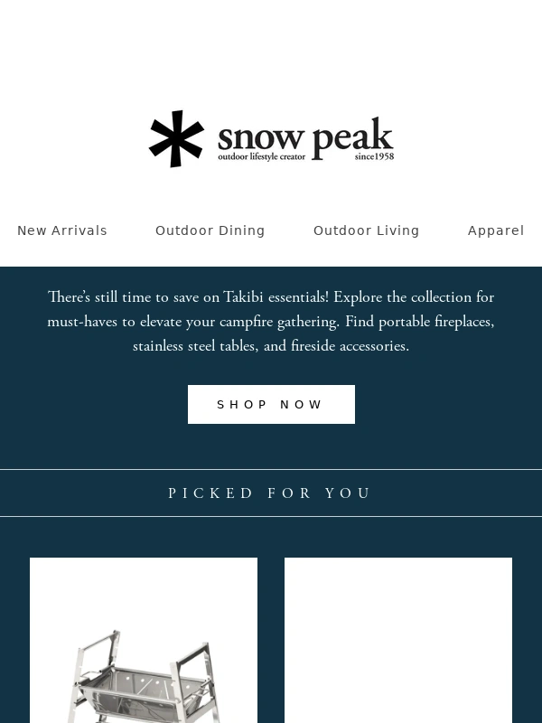 Snow Peak - Cyber Monday: 20% Off Takibi Collection