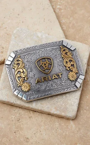 Ariat Rectangle Buckle with Floral Emblem