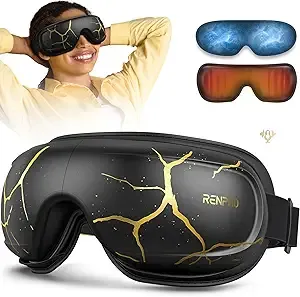 RENPHO Eye Massager with Heat and Cooling, Mother's Day/Birthday Gifts for Women/Men, Eyeris Kintsugi FSA/HSA Eligible Voice Control Eye Mask Massager for Migraines, Eye Care Device for Relaxation