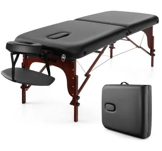 chairliving Folding Massage Table with Height-adjustable Beech Wood Frame
