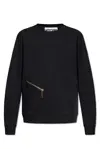 Zip Pocket Crewneck Sweatshirt In Black