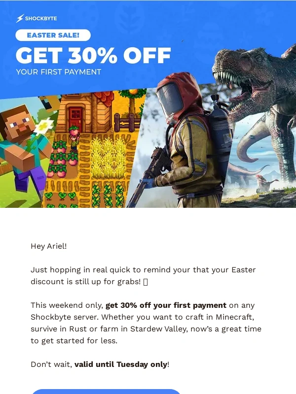 SHOCKBYTE - ? Don't miss your chance to hop on a new server!