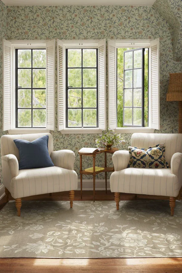 Morris & Co. Mallow Flower Natural Stone Tufted Rug, 6'x9'