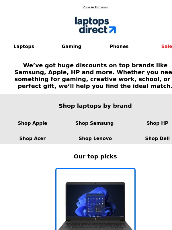 Laptops Direct - Huge Discounts on Apple,Samsung,HP and more
