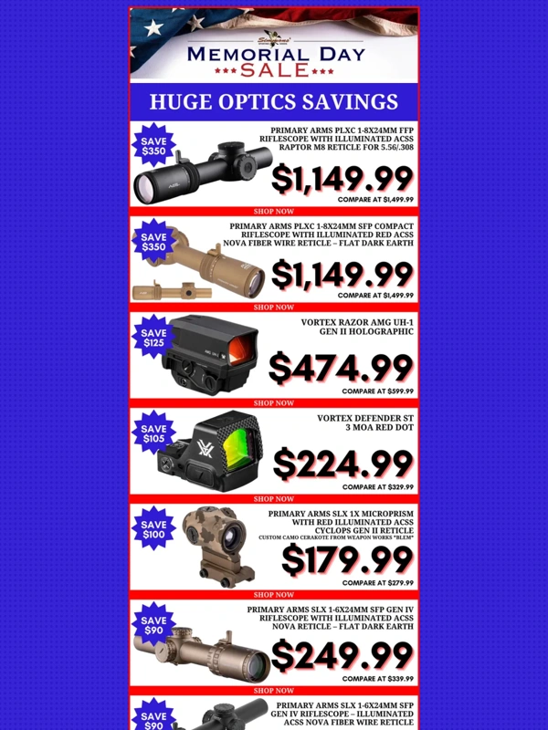 Simmons Sporting Goods - Memorial Day Sale: Huge Optics Savings at Simmons!